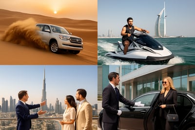 Luxurious travel experiences in UAE including desert safari, jet ski, city tours, and VIP services. Luxurious travel experiences in UAE including desert safari, jet ski, city tours, and VIP services.